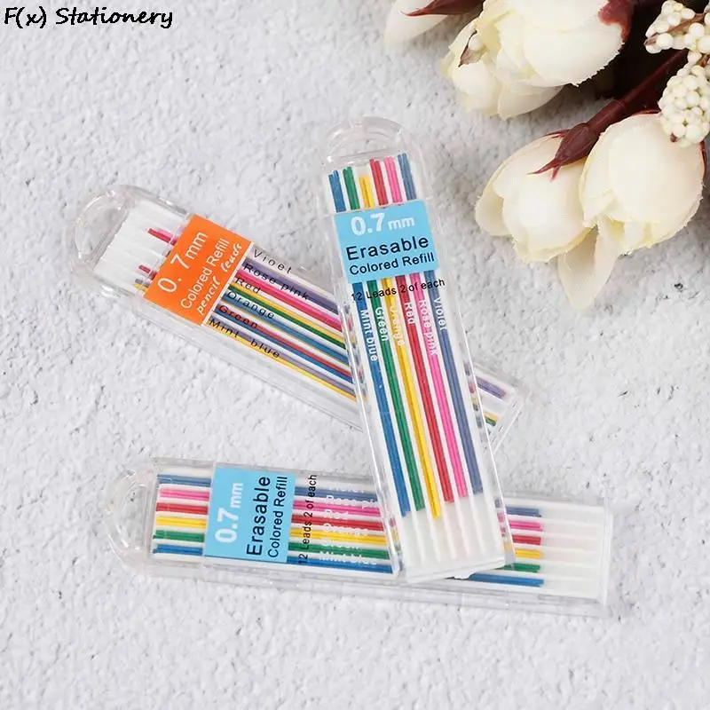 

3 коробки 0,7 мм цветной механический карандаш сменный свинцовый стираемый студенческие канцелярские принадлежности