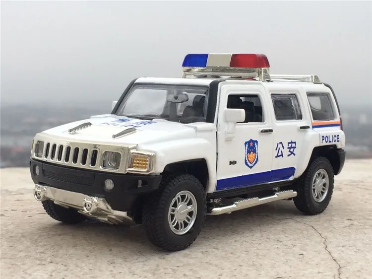 1:32 Масштаб Hummer H3 полицейская литая модель автомобиля, игрушечный автомобиль со звуком, светильник для детей, коллекция игрушек - Цвет: Белый