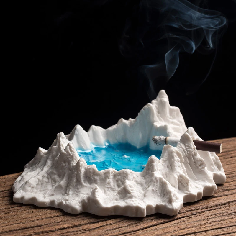

Snow mountain ashtray household ceramics trend living room ashtray home furnishings decorations gifts souvenirs for boyfriend