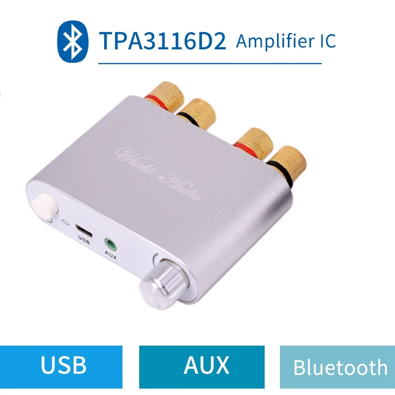 

Hot Bluetooth 5.0 Wireless Stereo o Power Amplifier Board TPA3116D2 100Wx2 Car AMP Amplificador Home Theater