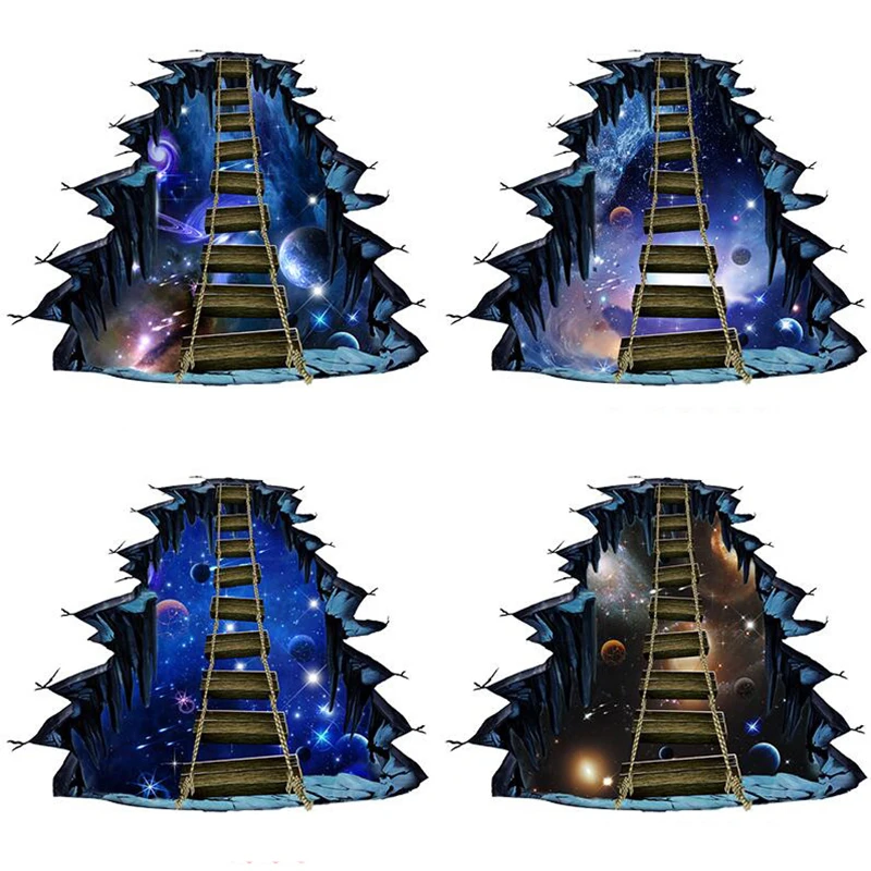 

Large 3D Cosmic Space Wall Sticker Galaxy Star Bridge Home Decoration For Kids Room Floor Living Room Wall Decals Home Decor