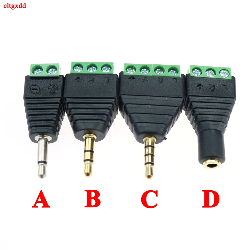 

1pcs 4 Pole 3.5 Jack Connector Stereo Adapter 3.5mm RCA Audio Mono Channel Plug to Screw Terminal