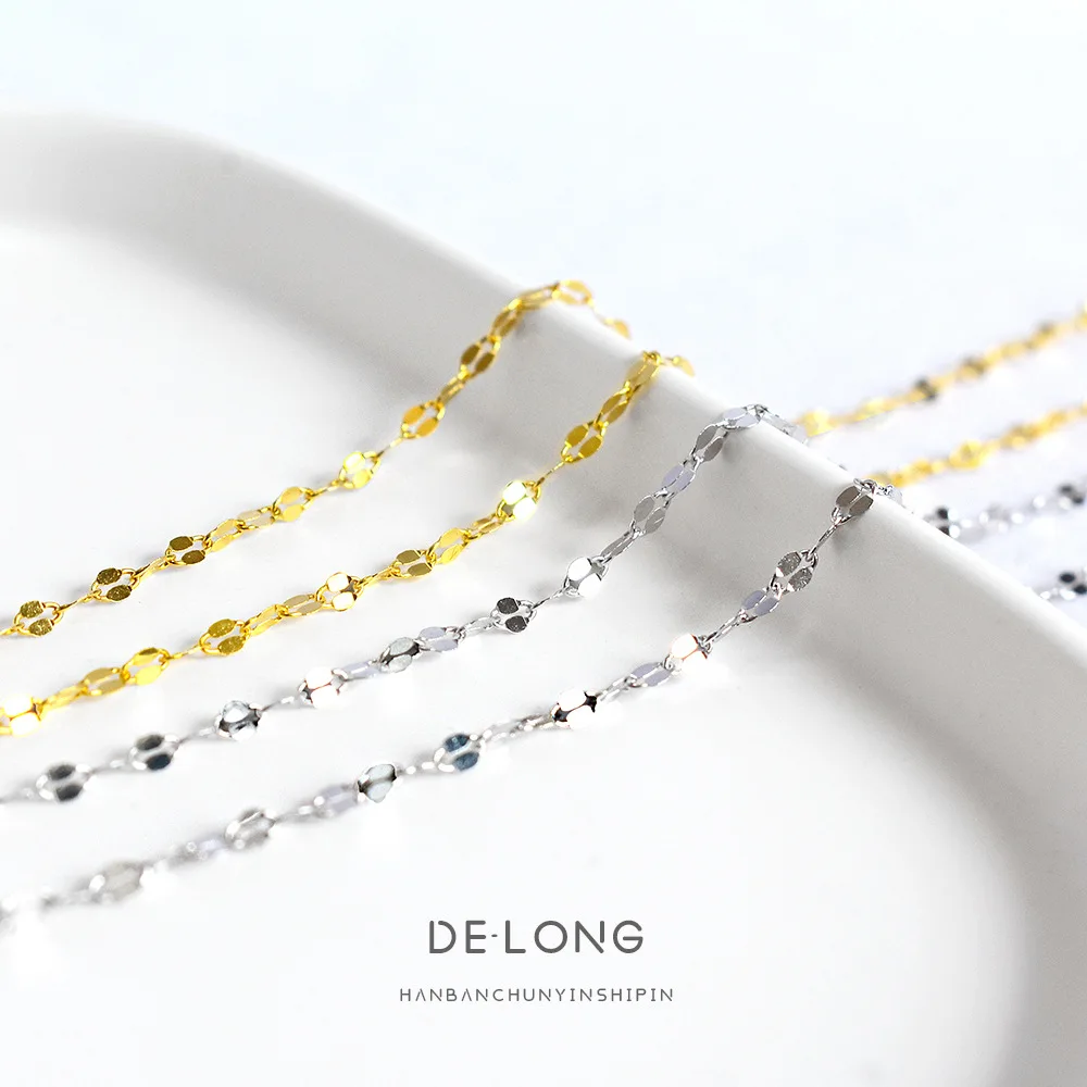 100% Стерлинговое серебро 925 колье гофрированное шикарное корейское чешуя цепочка