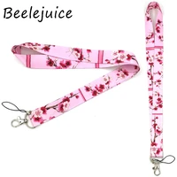 cherry blossoms mobile phone lanyard for keys id card pass gym usb badge holder diy hang rope tags strap neck lanyards