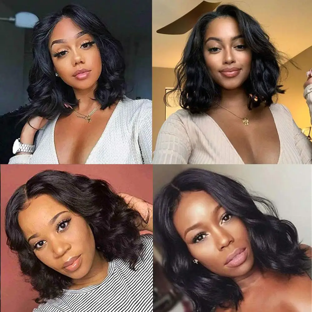 Парики FAVE из натуральных волнистых человеческих волос на сетке спереди