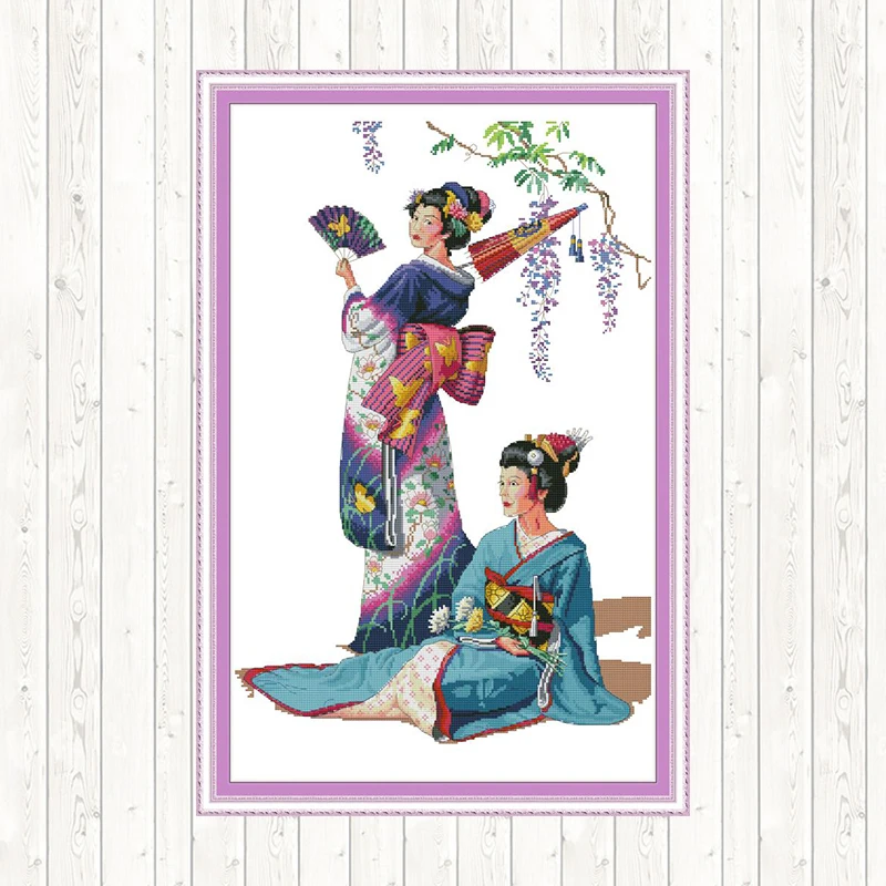 Кимоно красота 14ct 11ct Печать холст наборы для вышивки крестиком сделай сам DMC