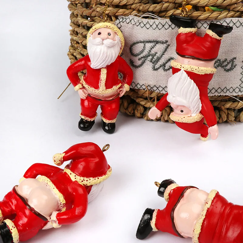 

Santa Bare Butt Resin Figurines for Christmas Tree Hanging Pendant Ornaments 2022 New Year Naked Santa Naughty Navidad Gift Toys