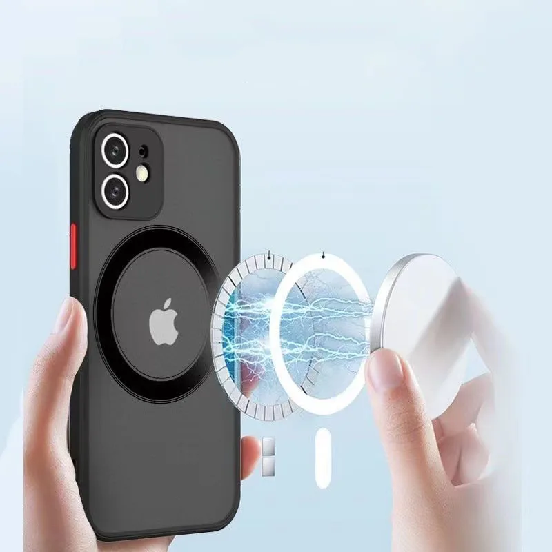 

Magnetic Mag-safe Case for iPhone 13 12 11 Pro Max XR X Xs Max 8 Plus Hard Matte Protective Cover Phone Holder