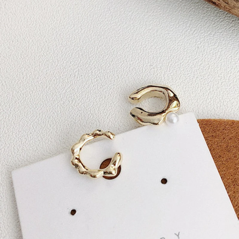 2 шт./компл. минималистичные золотые волнистые открытые круглые жемчужные серьги
