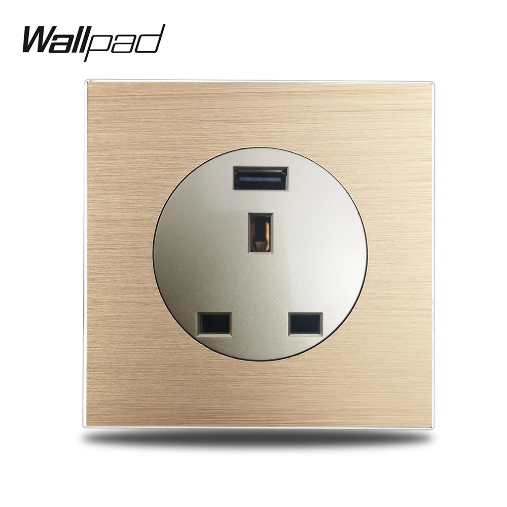 Настенная электрическая розетка Wallpad L6 Gold 13A USB разъем для зарядки с золотой