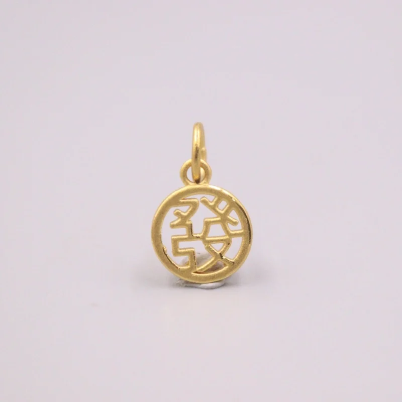 

Fine Pure 999 24K Yellow Gold 3D Get Rich Character Round Circle Pendant Men Women Gift 0.8g / 14*10mm