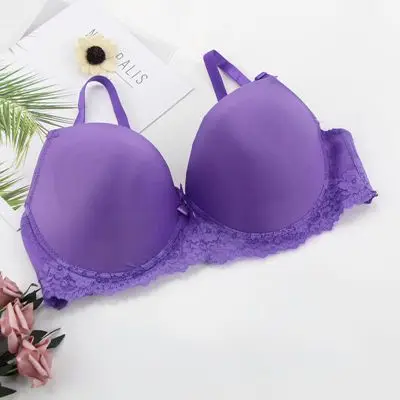 Бюстгальтеры для женщин; большие размеры; bh; супер отжимать Bralette; кружевной Короткий соблазнительный бюстгальтер; younggirl - Цвет: Фиолетовый