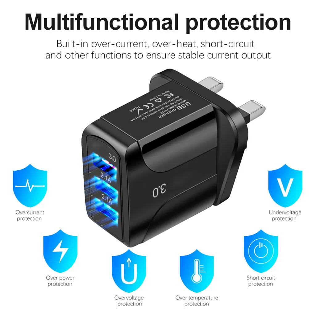 Ouhaobin штепсельная вилка британского стандарта QC 3 0 Зарядное устройство 2.1A USB