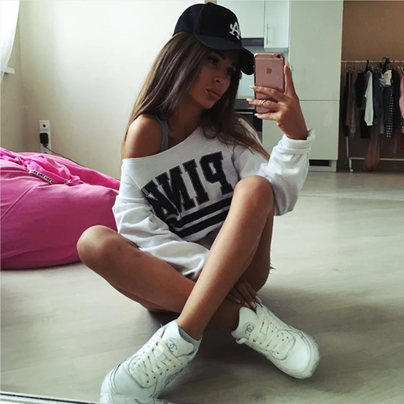 Letter Pink Hoodies Sweatshirts 2022 Women Casual Kawaii Harajuku New Sweat Punk For Girls Clothing European Tops Korean