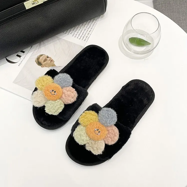 New Winter Ladies Cute Flowers Cotton Slippers Slippers Ladies Plush Slippers Fashion Shoes Ladies Comfortable Women's Shoes