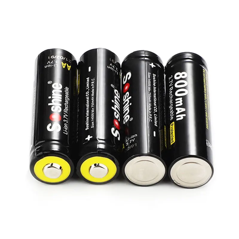 4 шт. литий ионные аккумуляторы Soshine 14500 3 7 в 800 мАч|li-ion battery|battery for flashlightbattery |