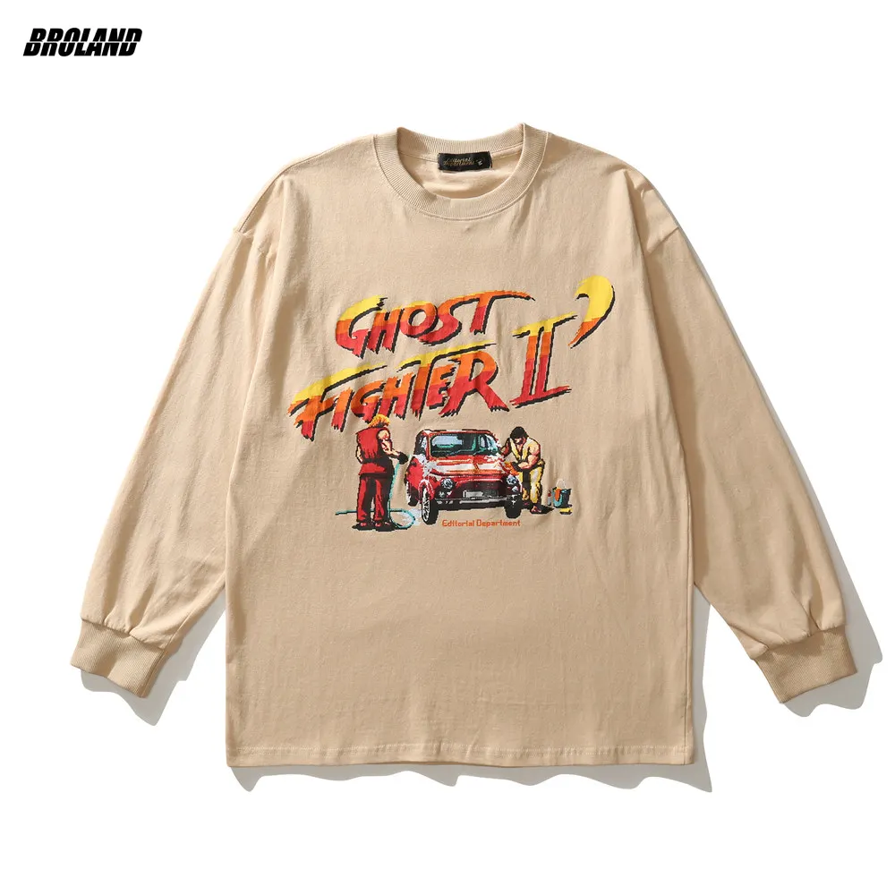 

Men's T-Shirt Full Sleeve Oversized Hip Hop Streetwear Cute Bear Print Harajuku Tshirt Autumn Cotton Casual T Shirt Clothing