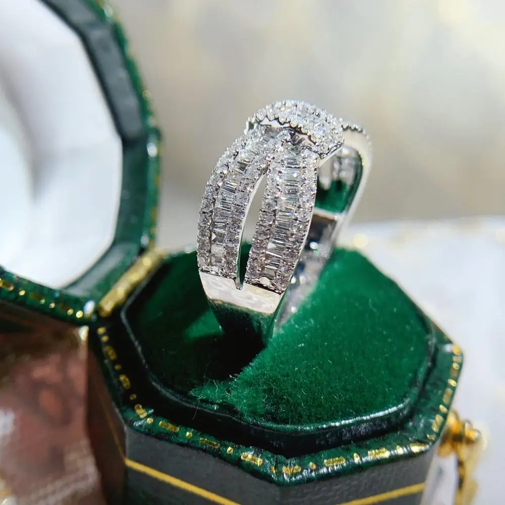 LUOWEND 100% 18K кольца из белого золота AU750 Женское Обручальное Кольцо 0 75 карат женские