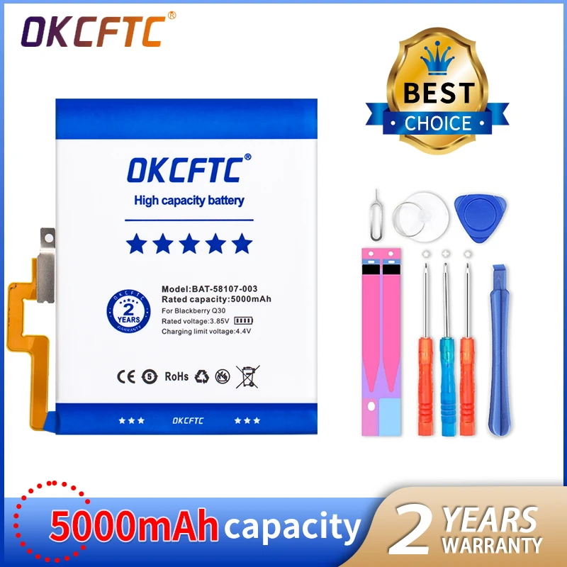 

OKCFTC 5000mAh BAT-58107-003 for BlackBerry Passport 4G Q30 SQW100-1 SQW100-3 Windermere Good Quality Battery +Gift tools