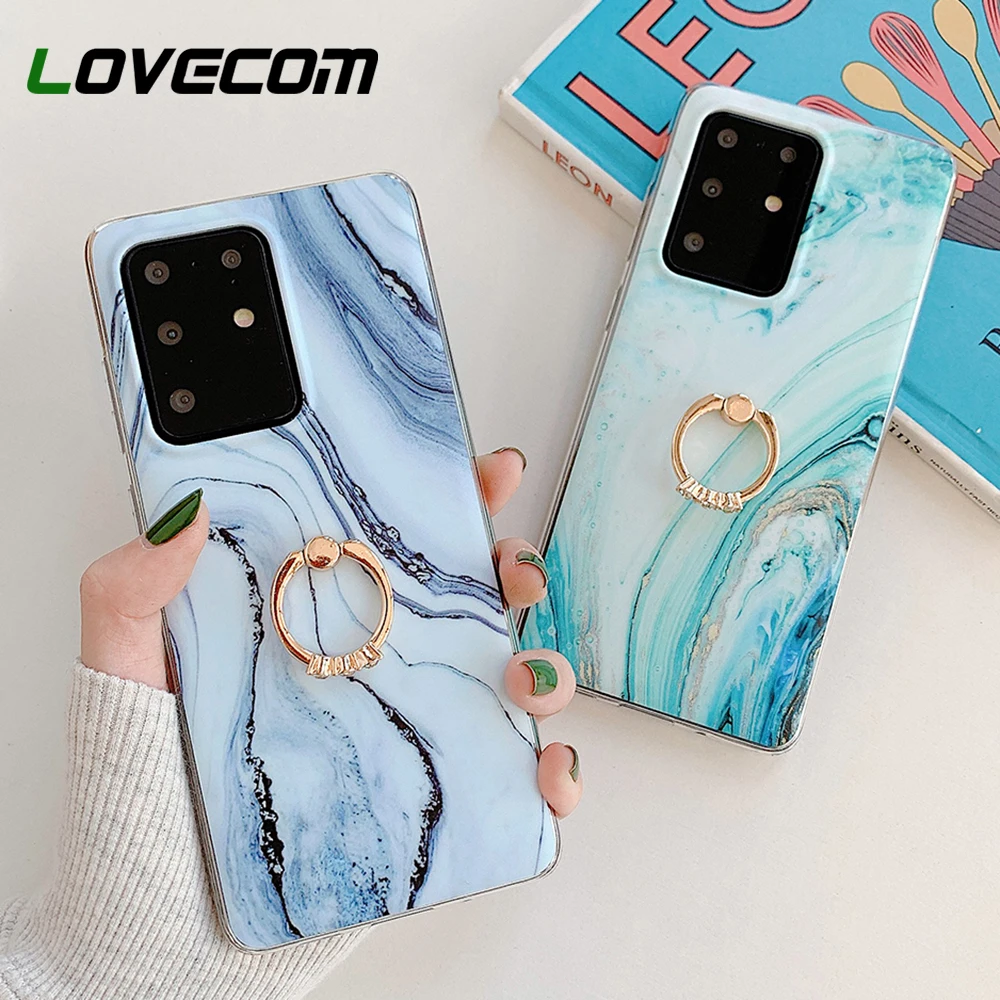Чехол для телефона LOVECOM Gradient Marble с кольцом Samsung S20 Plus A50 A70 S9 S10 Note 8 9 10 20 мягкий чехол