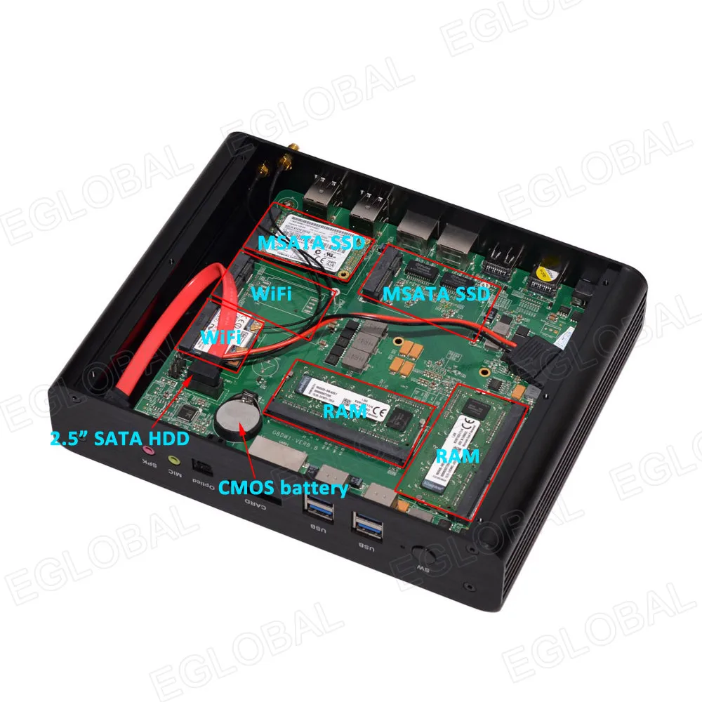Безвентиляторный мини ПК i7 5500U i5 5200U i3 5005U Windows 10 Pro key 2 * Lans HDMI 1 оптический Barebone HTPC Nuc