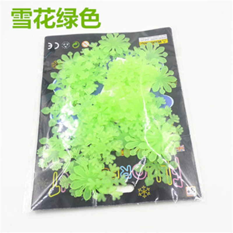 Snowflake Green 3D звезды Снежинка светится в темноте светящиеся наклейки на стену для детской комнаты Гостиная Наклейка на стену украшение дома плакат - Цвет: Snowflake Green