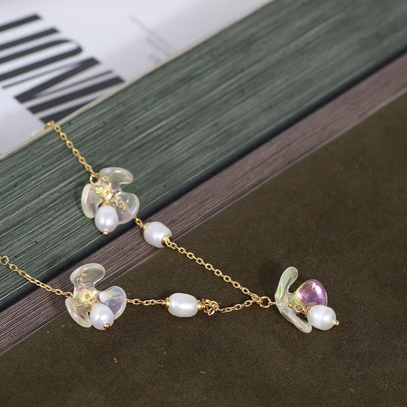

New Colorful Flower Natural Pearl Necklace High-Grade Temperament Necklace