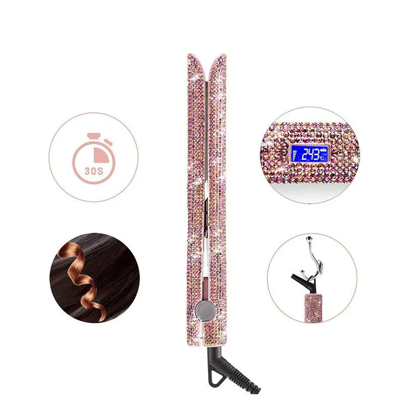 Профессиональный с украшением в виде кристаллов выпрямитель утюжок для волос