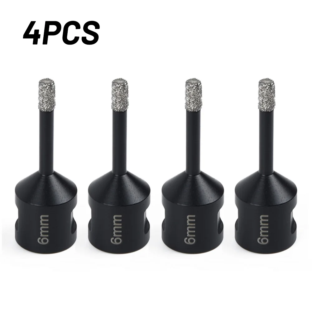 

4pcs Diamond Drill Bits 6mm Hole Saw Black For Angle Grinder M14 Thread