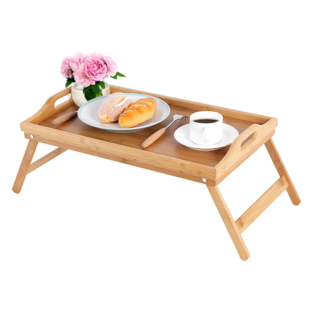 Folding Bamboo Computer Desk Wood Bed Tray Breakfast Laptop Serving Style Low Tea Food Table Furniture | Мебель