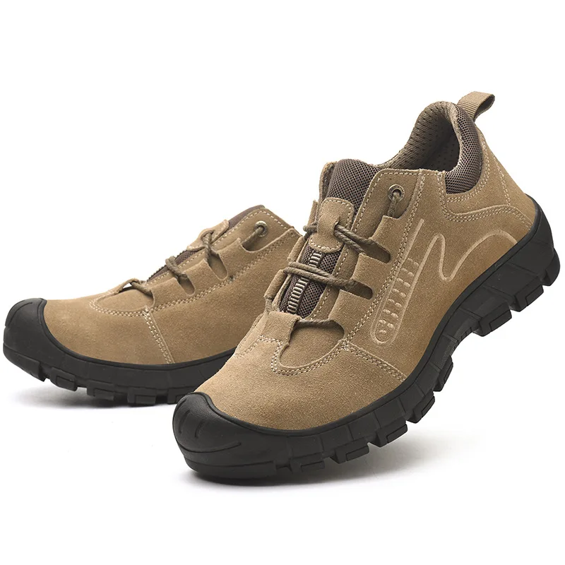 

Tide shoes anti-smashing and anti-piercing brown low-cut breathable casual Korean safety shoes
