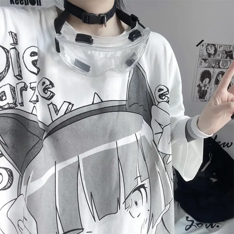 

Harajuku Cartoon Anime Women's T-shirt Summer Women's Loose Short Sleeve Oversized Top T-shirt Gothic Style y2k