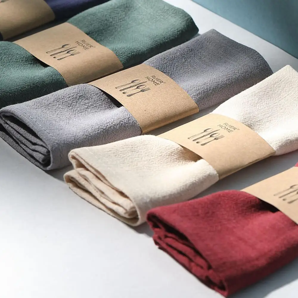 

Cotton Linen Cloth Table Napkin Polyester Handkerchief Diner Party Cup Dishes Placemat Table Decoration Mats Table Decorative