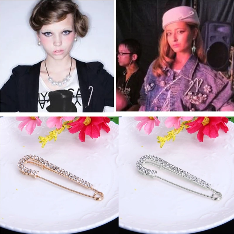 Safety Pins Women Crystal Brooches Sliver Gold Catch Scarf or Lapel Jewelry | Украшения и аксессуары
