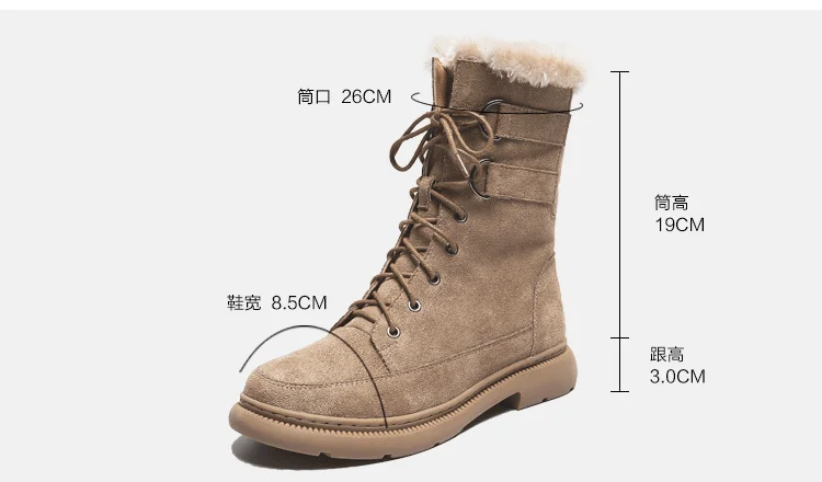 Женские зимние ботинки; нескользящие Полусапоги; Botas Mujer; теплая зимняя обувь до середины икры на платформе с толстым мехом; британский стиль; Цвет черный, бежевый