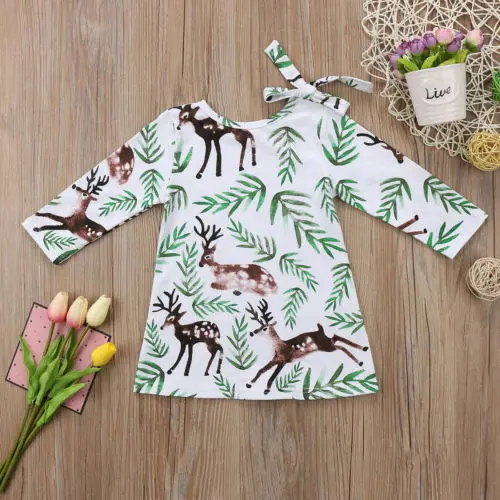 Милая Рождественская одежда для маленьких девочек Пышное Платье принцессы