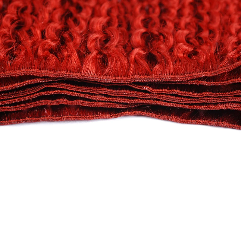 Pinshair цветные бразильские волосы пучки с закрытием бордовый красный кудрявые