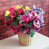 1pcs silk fake flower multicolor pansy artificial flowers branch bouquet for home office party garden hotel wedding decoration