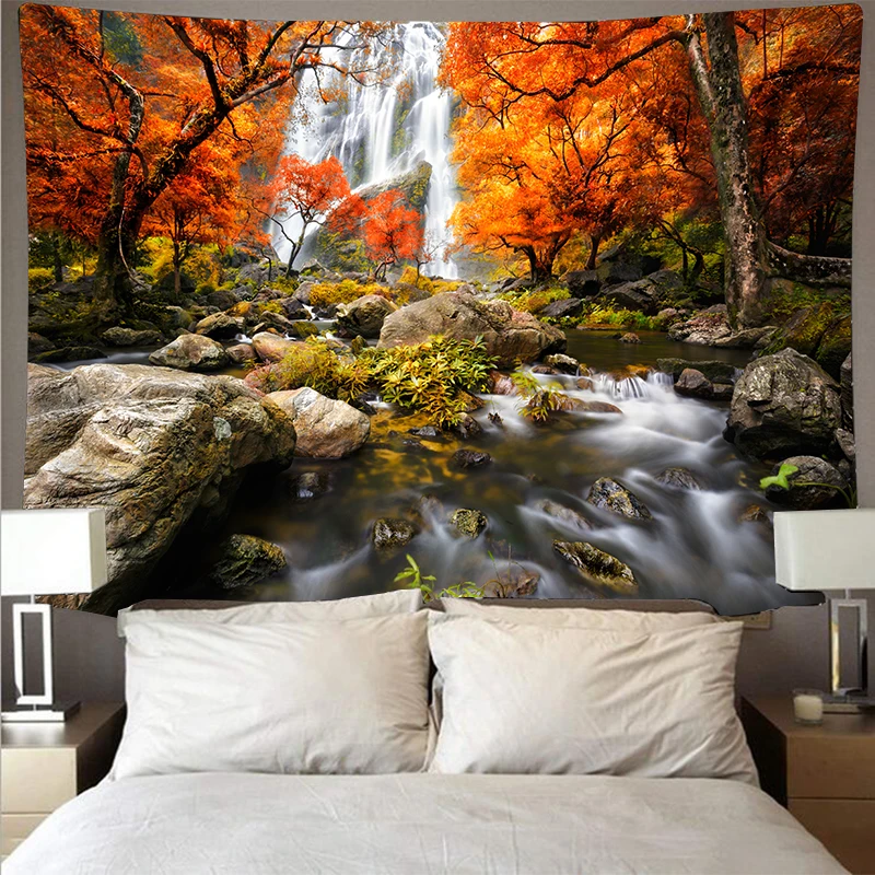 Лесной водопад пейзажа дешевые гобелен арт психоделические стене висит пляжное