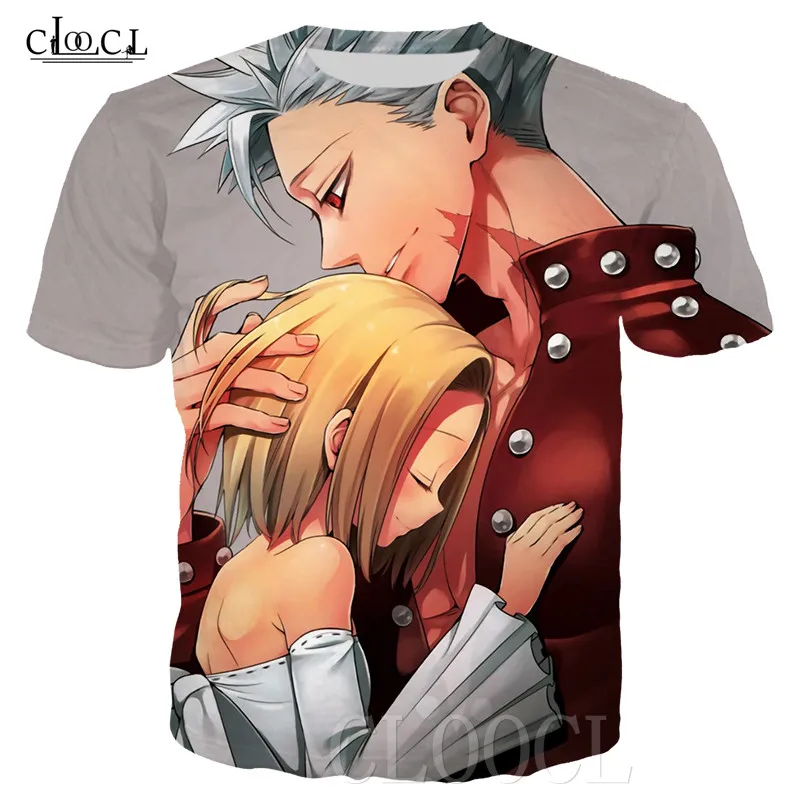 

Футболка Nanatsu No Taizai Ban, футболки с рисунком семь смертных грехов, повседневный топ с 3D-принтом, футболка с короткими рукавами в стиле Харадзюк...