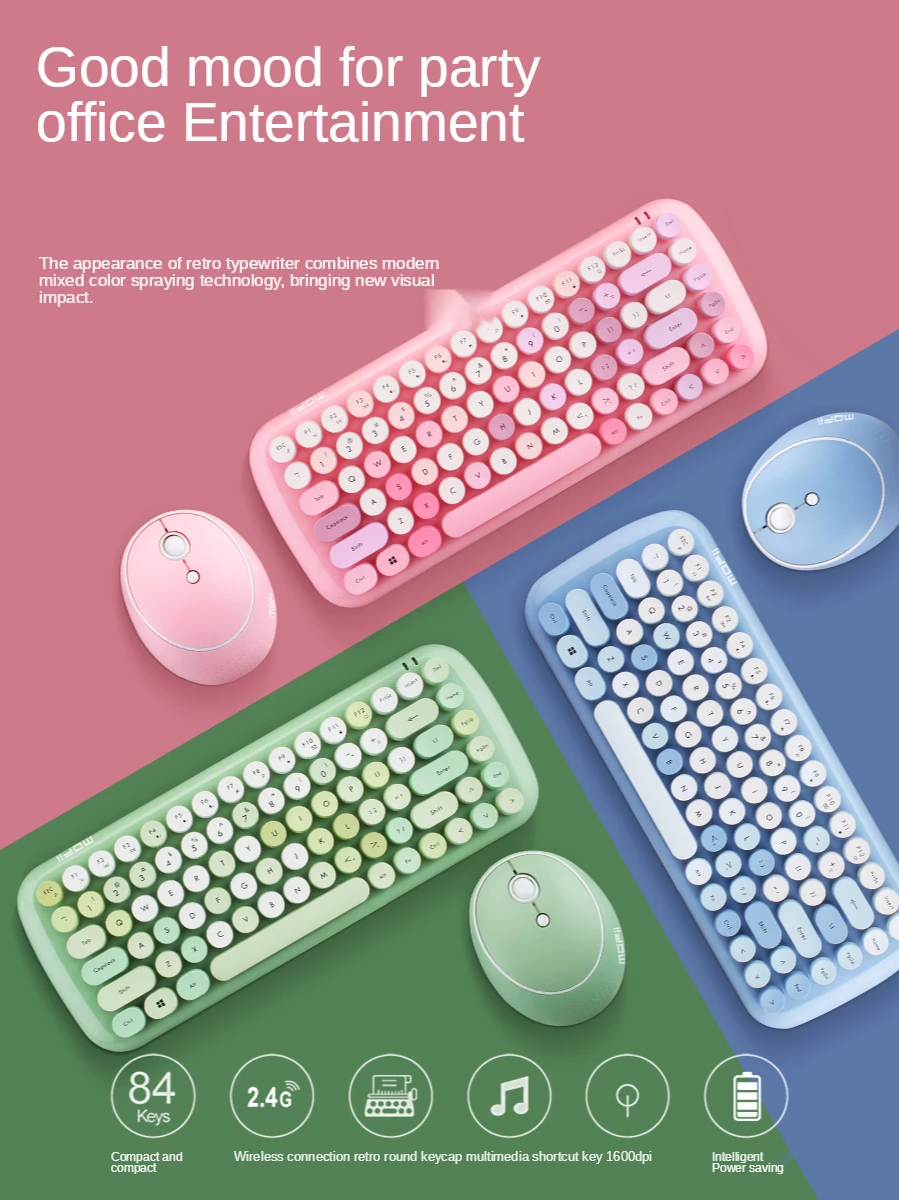 

Mofii Wireless Keyboard and Mouse Set USB Receiver Compact Keyboard for Office Entertainment