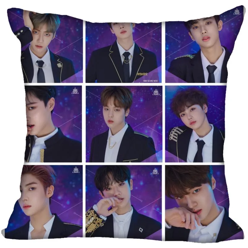 1 KPOP X1 печатная квадратная наволочка модное декоративное двустороннее атласное с узором Наволочка на заказ ваш подарок изображения - Цвет: 1