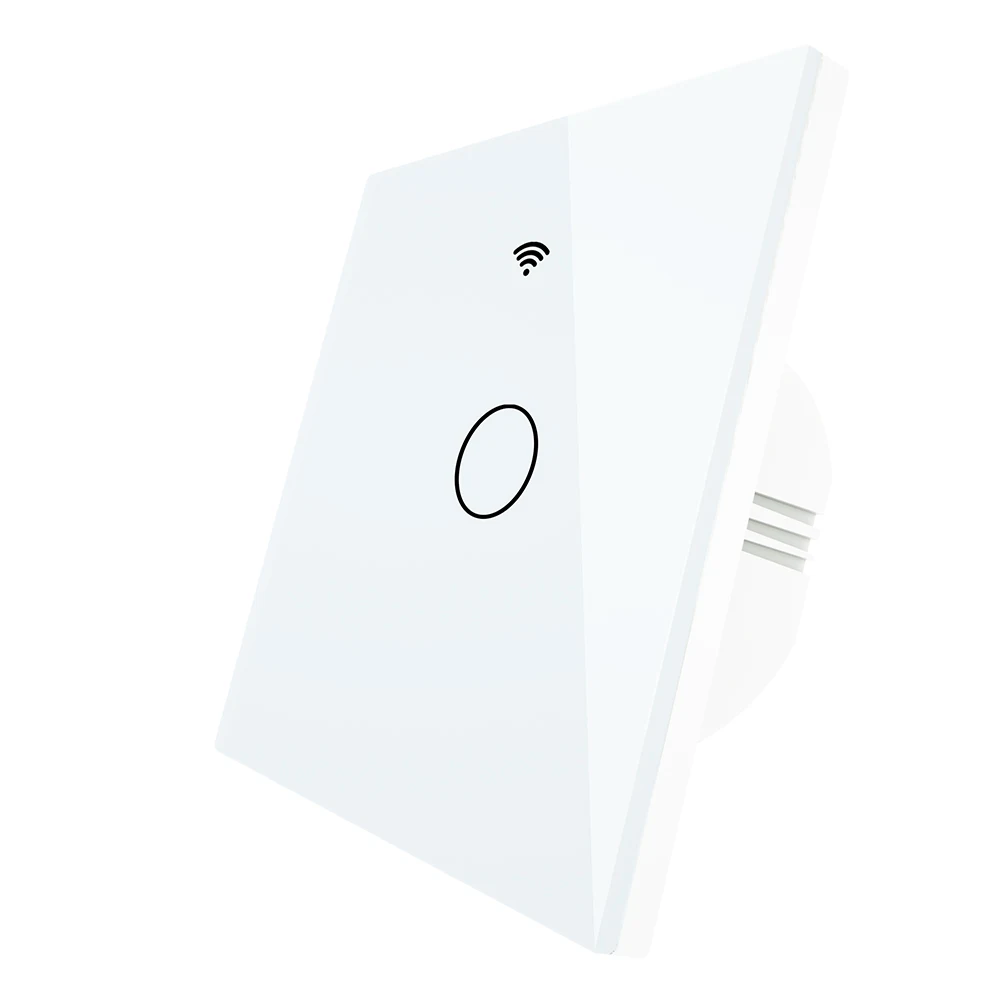 Стандарта ЕС, США, Великобритании, Wi-Fi, Smart Touch настенный выключатель света Стекло Панель сенсорный приложение Smart Life Tuya Беспроводной дистанционного Управление работать с Alexa Google Home - Цвет: 1 Gang White Switch