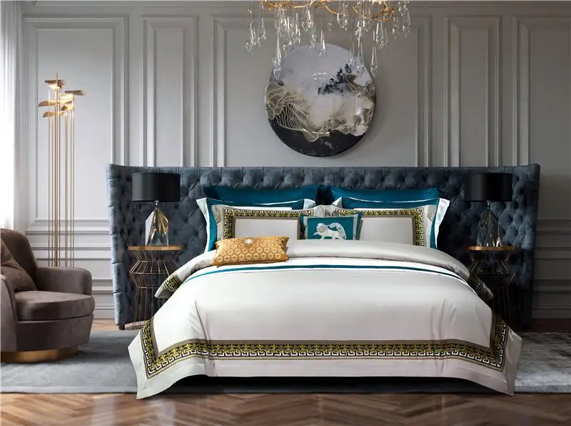 

42 Luxury 1000TC egyptian cotton Queen King Bedding Set gray Bed cover Bedsheet Duvet Cover Bed set parure de lit