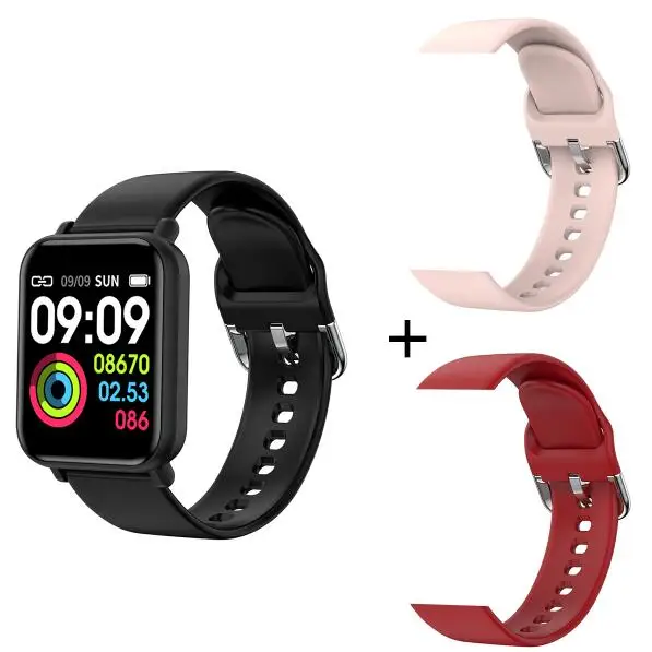 add red pink strap R16 Смарт-часы IP68 Водонепроницаемые Смарт-часы пульсометр Монитор артериального давления фитнес-трекер для мужчин и женщин смарт-браслет PK B57 - Цвет: add red pink strap
