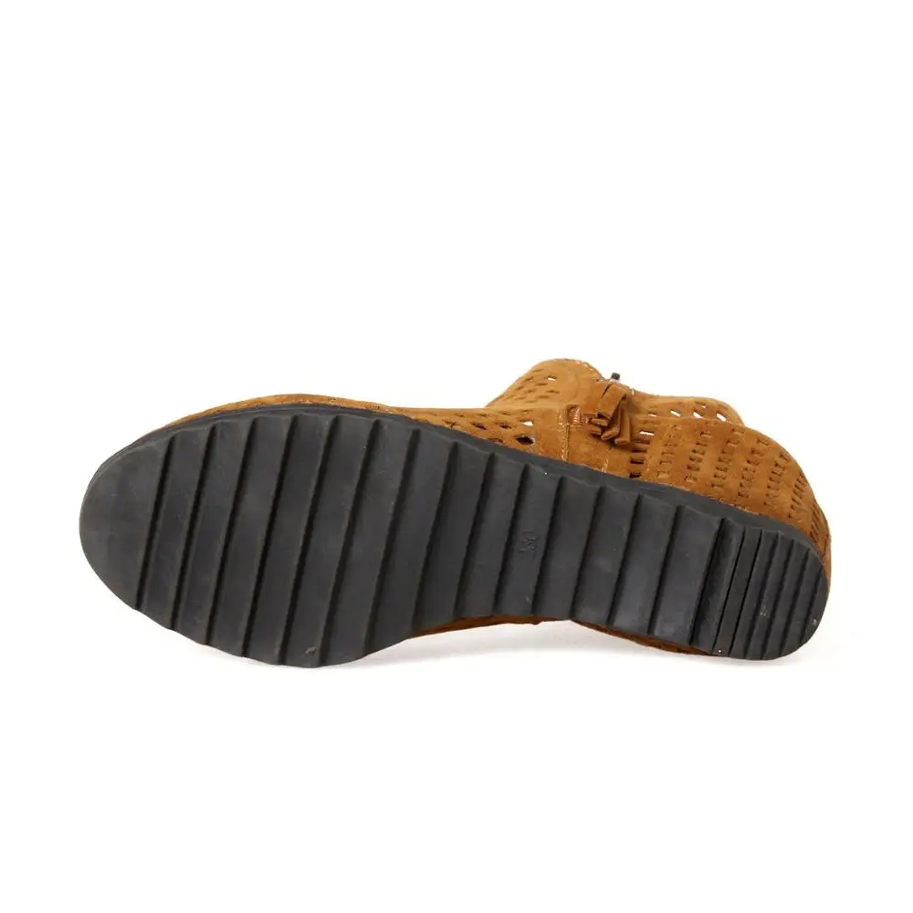 Женские ботинки на скрытой танкетке черные с круглым носком размер 34-43 для осени