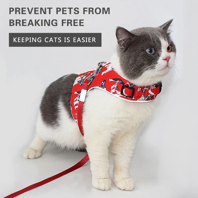 

Reflective Cat Harness Vest Breathable Adjustable Anti-Escape Pet Harness Leash Set For Small Medium Dog Outdoor Pet Accessories