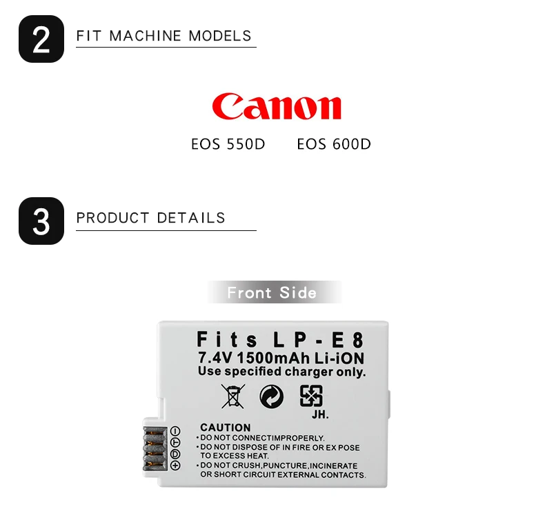 Аккумулятор для Canon EOS 550D 600D 650D 700D X4 X5 X6i X7i T2i 1500 мАч | Электроника