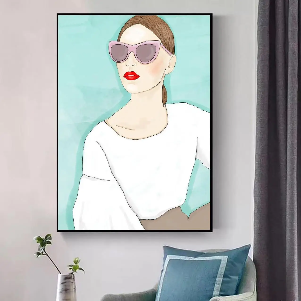 Sunglasses Abstract Canvas Wall Art Print Modern Poster Pictures Living Room Decor | Дом и сад