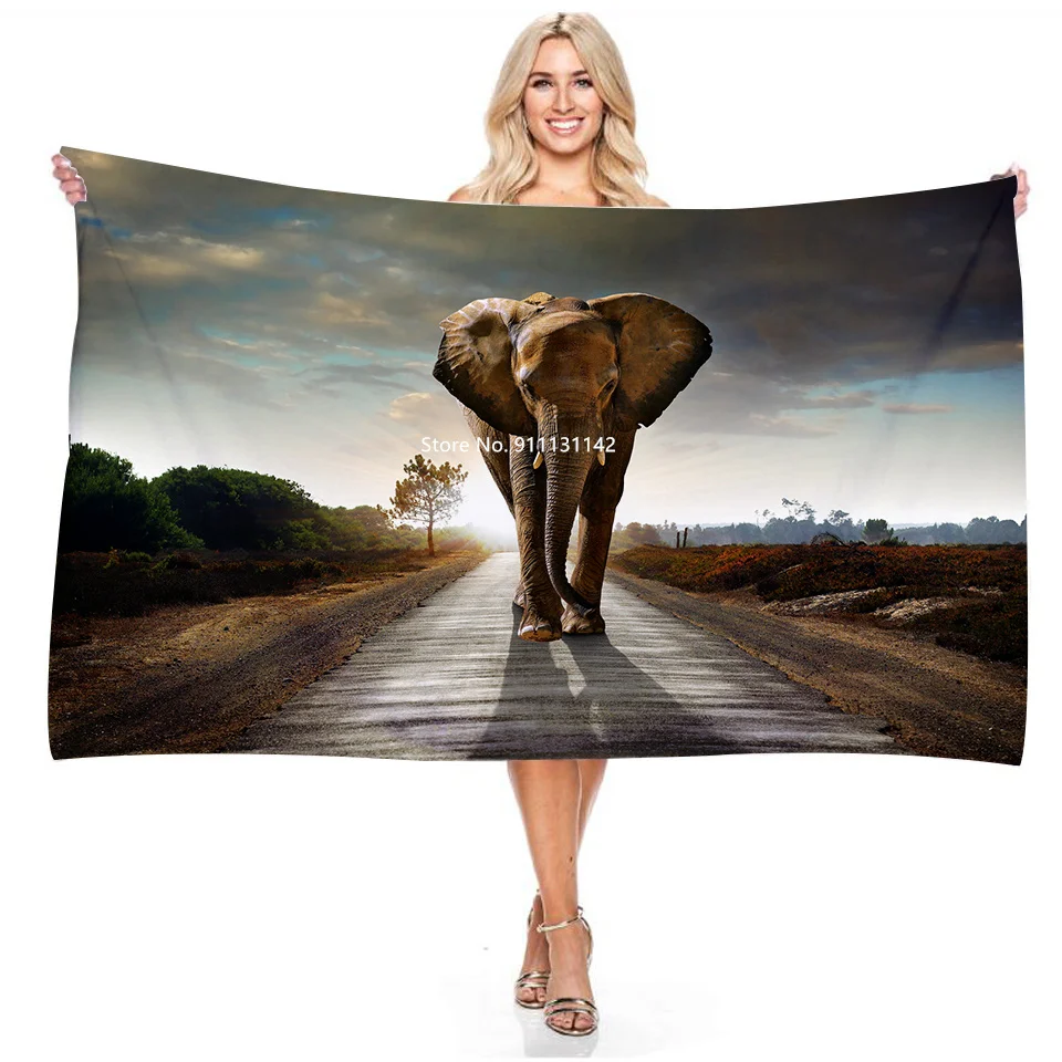 Быстросохнущее абсорбирующее портативное банное полотенце с 3d-рисунком слона